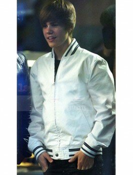 Trendy Justin Bieber White & Black Leather Jacket